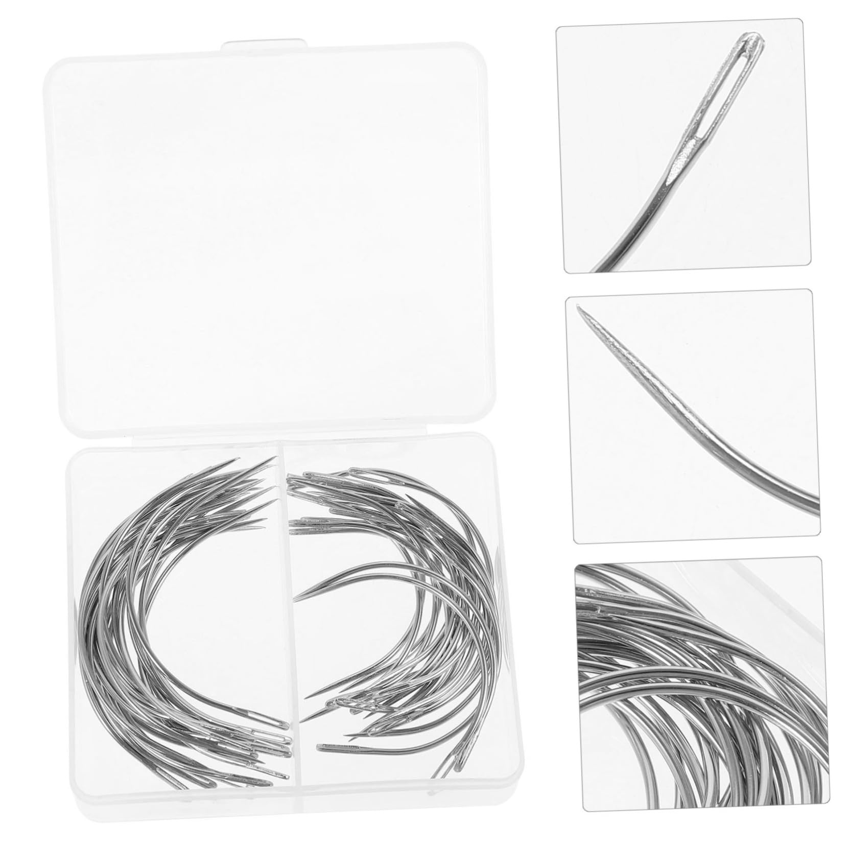 VILLCASE Looper Set 40pcs Curved Needles Big Weaving Needles for Hand Sewing 2 Sizes 2.5/3.5 Inch Durable for Sewing Projects