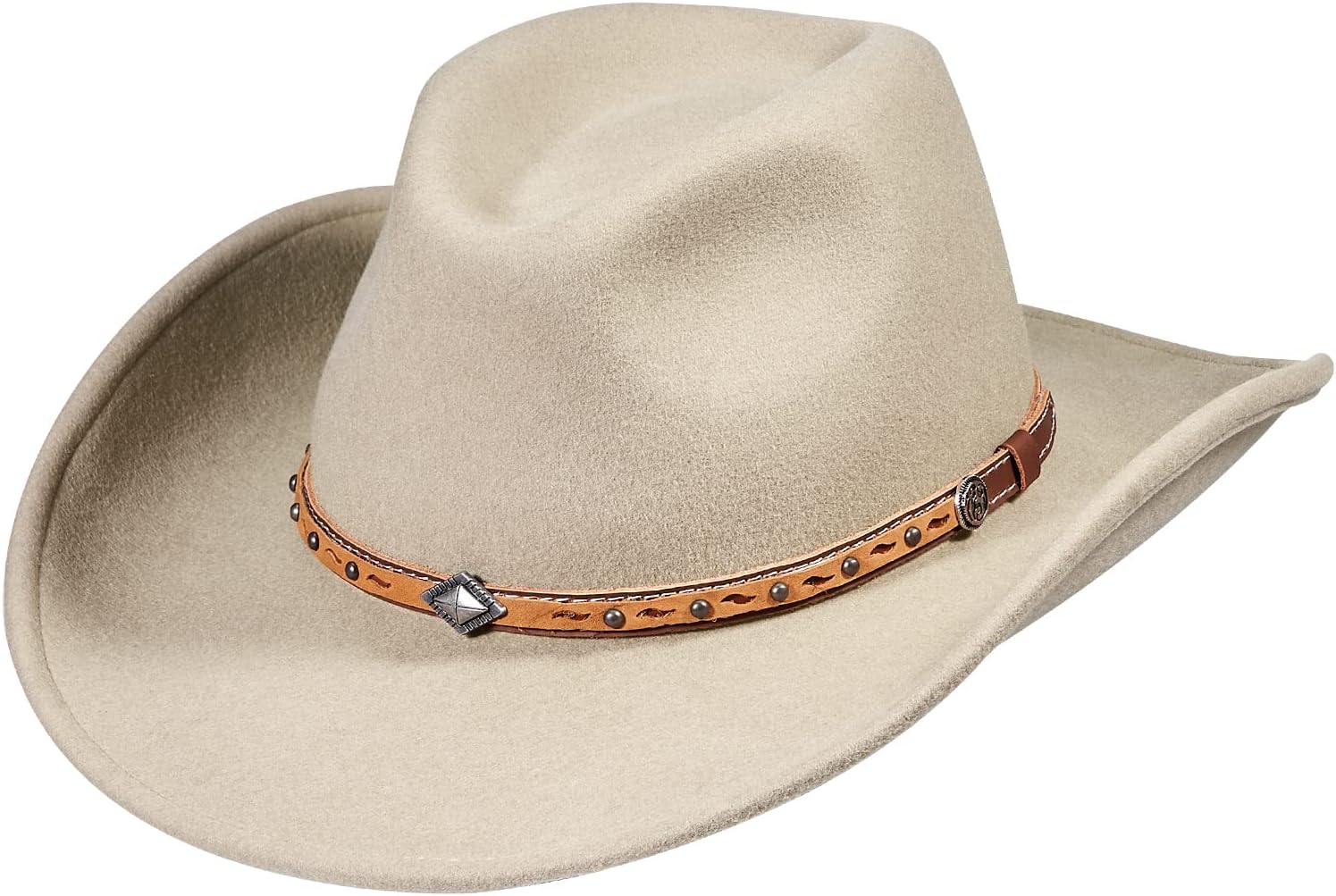 MIX BROWN Cowboy Hat Water-Resistant Felt Hats 100% Wool Wide Brim Western Panama Rancher Hat for Women Men
