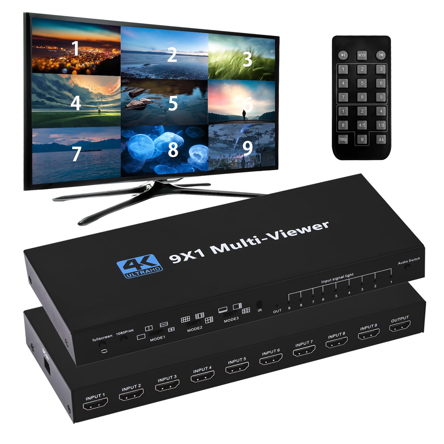 ENBUER HDMI 画面分割器 9入力1出力 1080P 9画面同時表示 Amazon | ENBUER HDMI 画面分割器 9入力1出力 hdmi画面分割切替