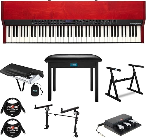 Nord Grand - Paquete de teclado de escenario de 88 teclas con soporte ajustable de dos niveles banco abatible cubierta antipolvo y cables MIDI 7 disponible en Yaxa Colombia