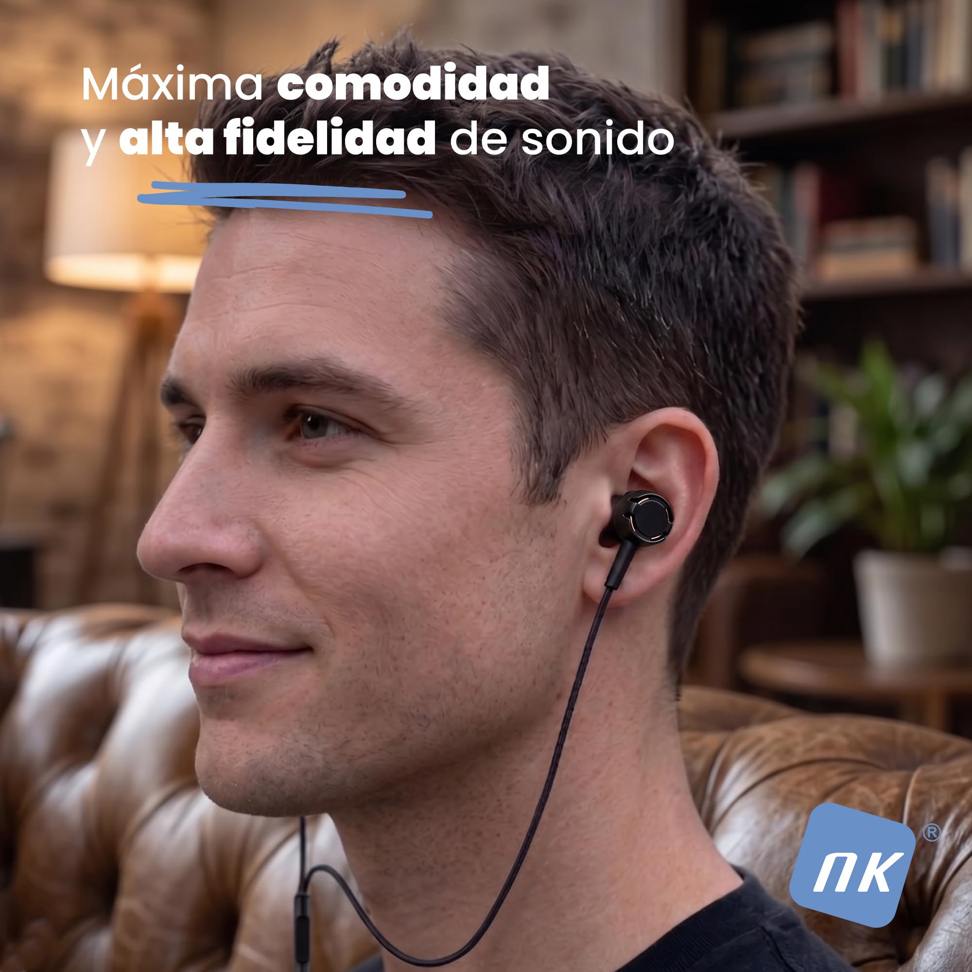 NK Słuchawki USB-C z Mikrofonem - In-Ear, Kabel 1,2 m, Regulacja Głośności i Odtwarzania, Dźwięk Stereo 10 mm, Ergonomiczna Konstrukcja, Kompatybilne z iPhone i Urządzeniami USB Typu C