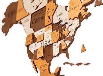 Woodvio 3D Wooden World Map, Decorative Wall Art for Home and Office Décor - size Large (160x85cm)