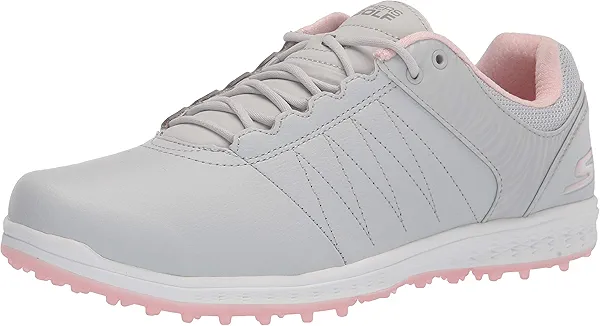 Skechers Women's Go Pivot Spikeless Golf Shoe Sneaker, Light Gray/Pink, 9.5
