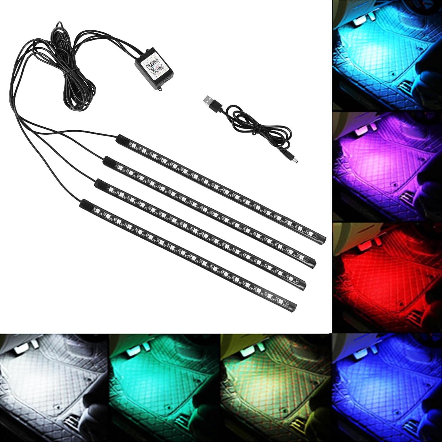 LED Strip Lights for Car App Control Led Lights car Interior with Charger Music Sync Under Dash Footwell Neon Lighting Kit w/USB Cable DC12V 72SMD LED Strip Lights for Car App Control Led Lights car Interior with Charger Music Sync Under Dash Footwell Neon Lighting Kit w/USB Cable DC12V 72SMD
