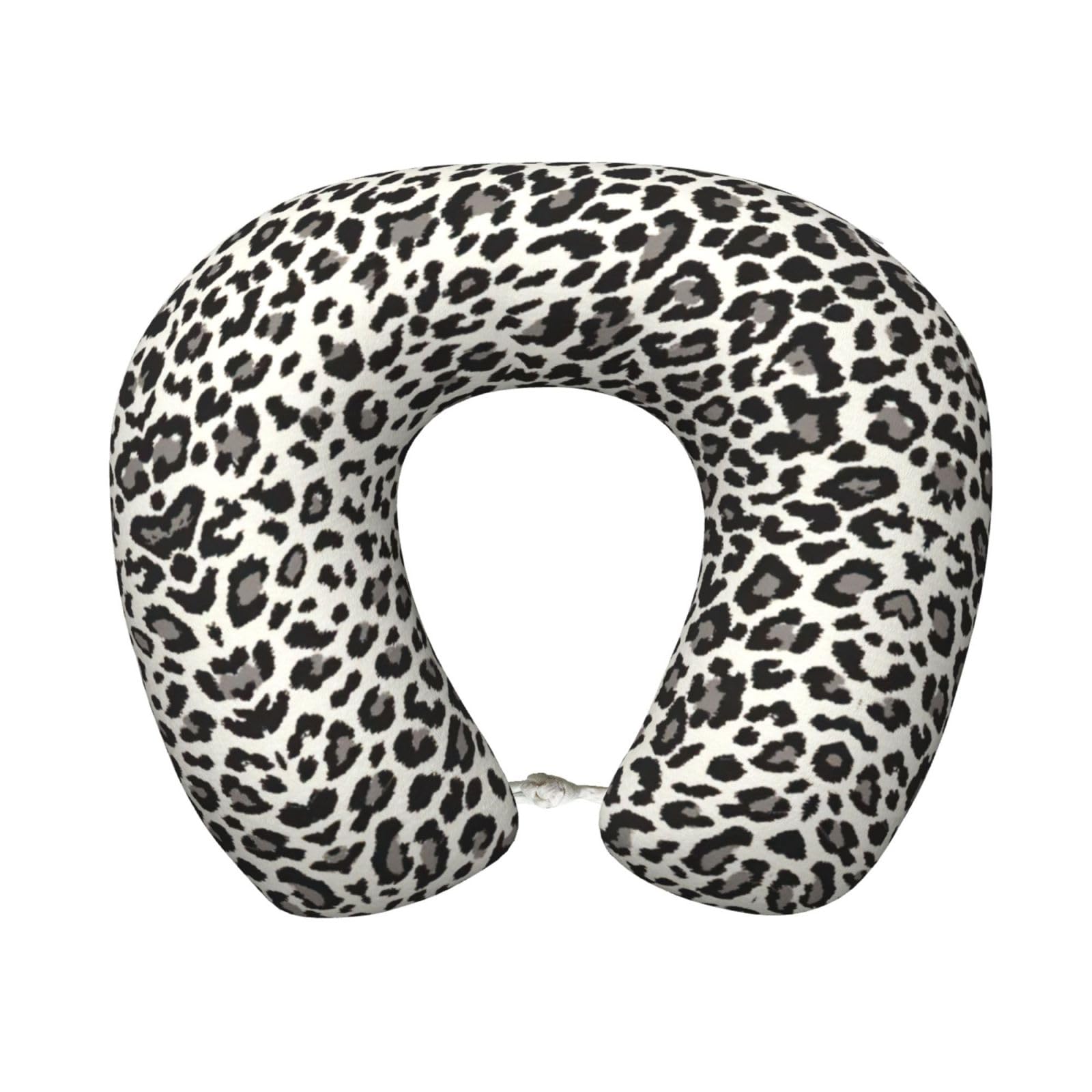 ASFgda U-Shape Memory Foam Black Leopard Print Print Travel Pillow,Neck Support,Washable Cover For Airplane Car Home Office