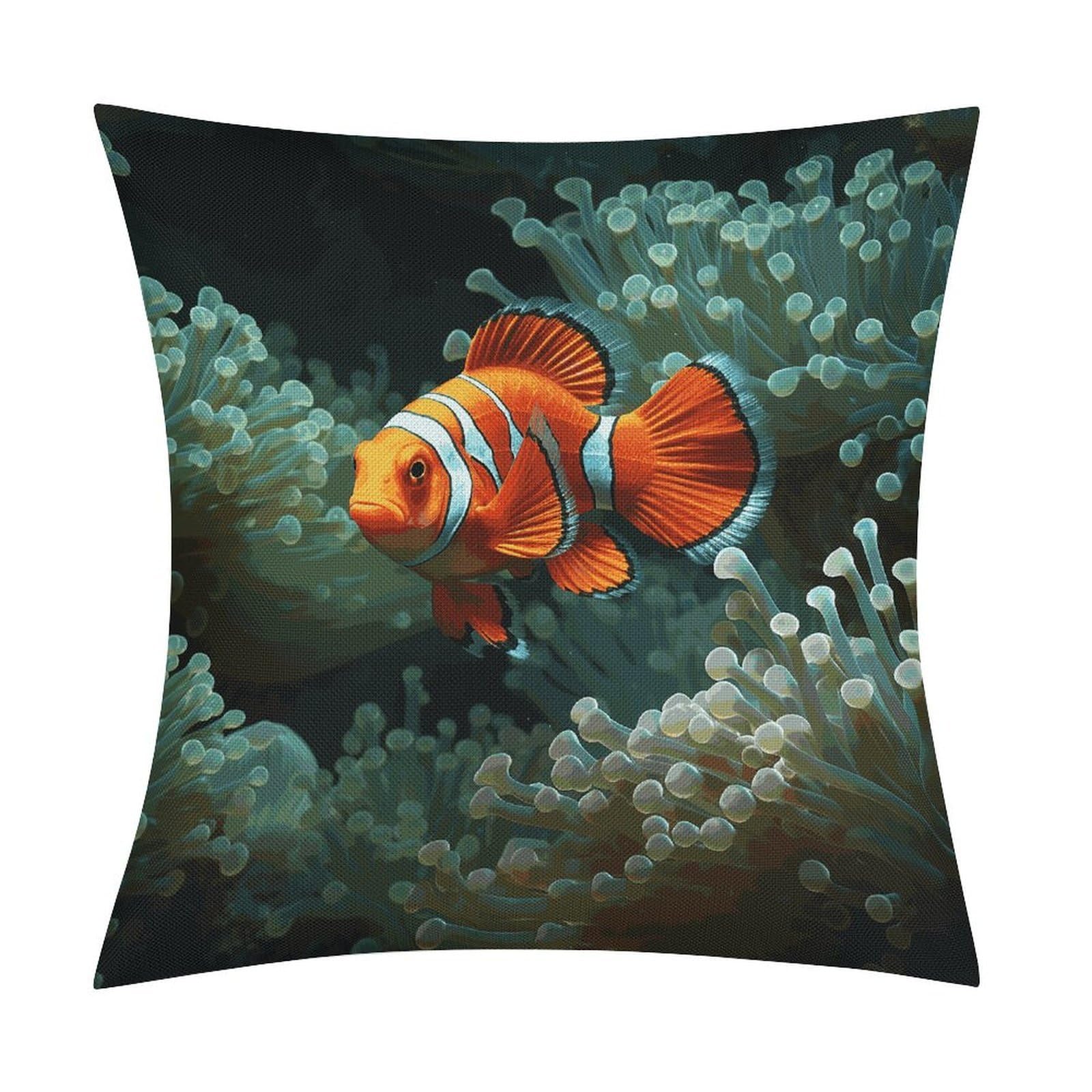 Fodpand Style Fish Background Pillow Covers 18X18 Inch, Pillow Cases Boho Farmhouse, Throw Pillow Covers For Couch Sofa Bed Spring Home Decor