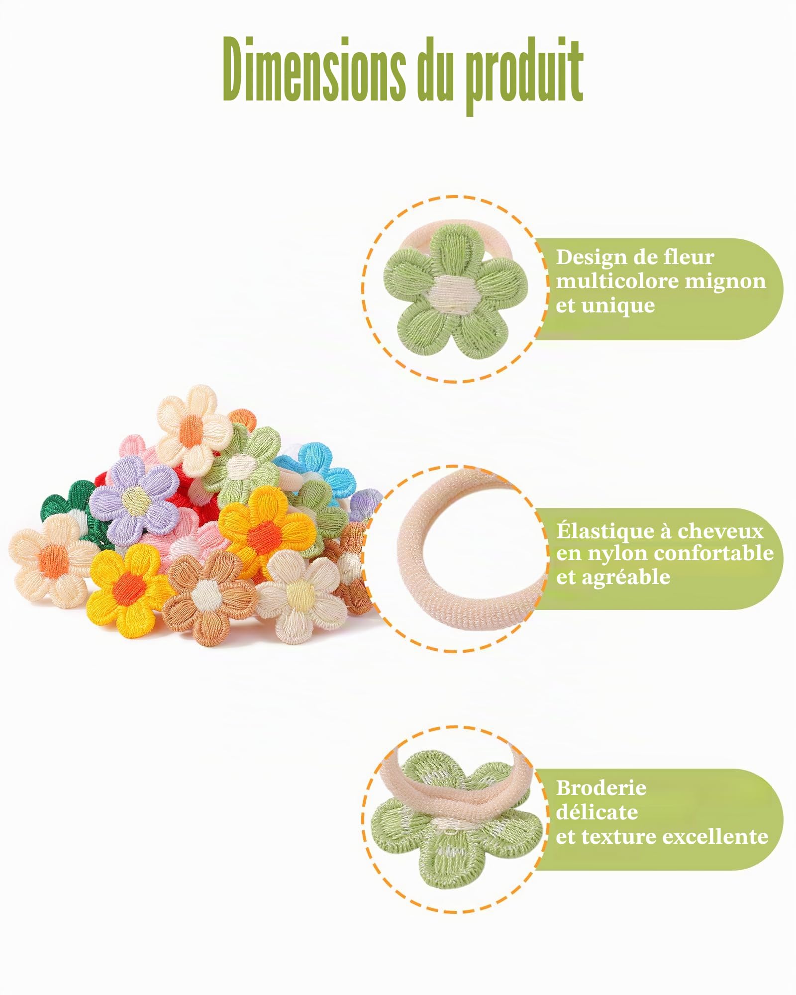 Jollybows 24 Pièces Élastiques à Cheveux Fleuris, Chouchou à Cheveux Mini Élastiques Cheveux pour Femmes Filles bebe