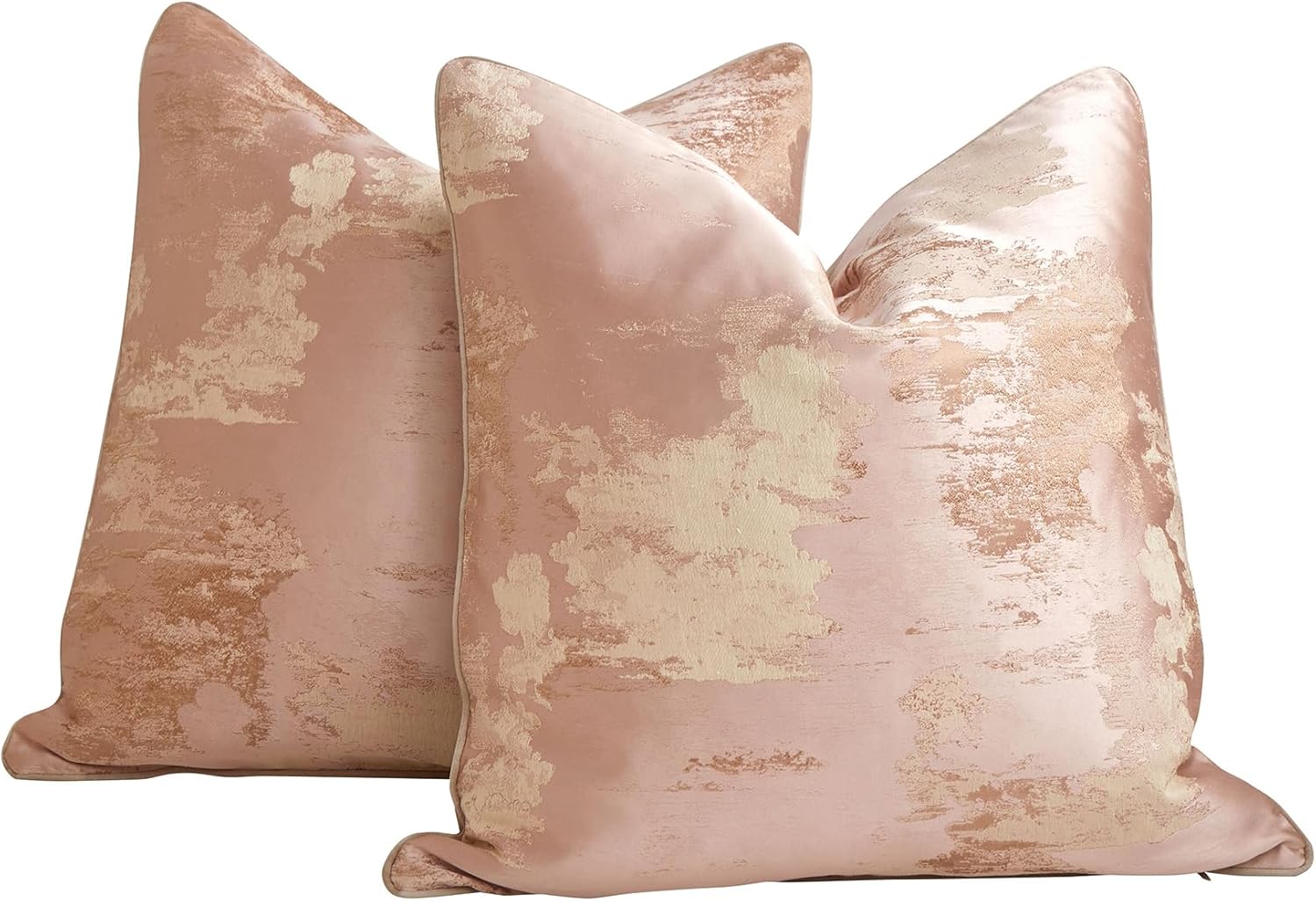 Decorative Jacquard Throw Pillow Covers 20x20 Inches Set of 2 Rose Gold Square Couch Pillow Covers with Cloud Pattern for Sofa, Bed, Living Room - No Insert