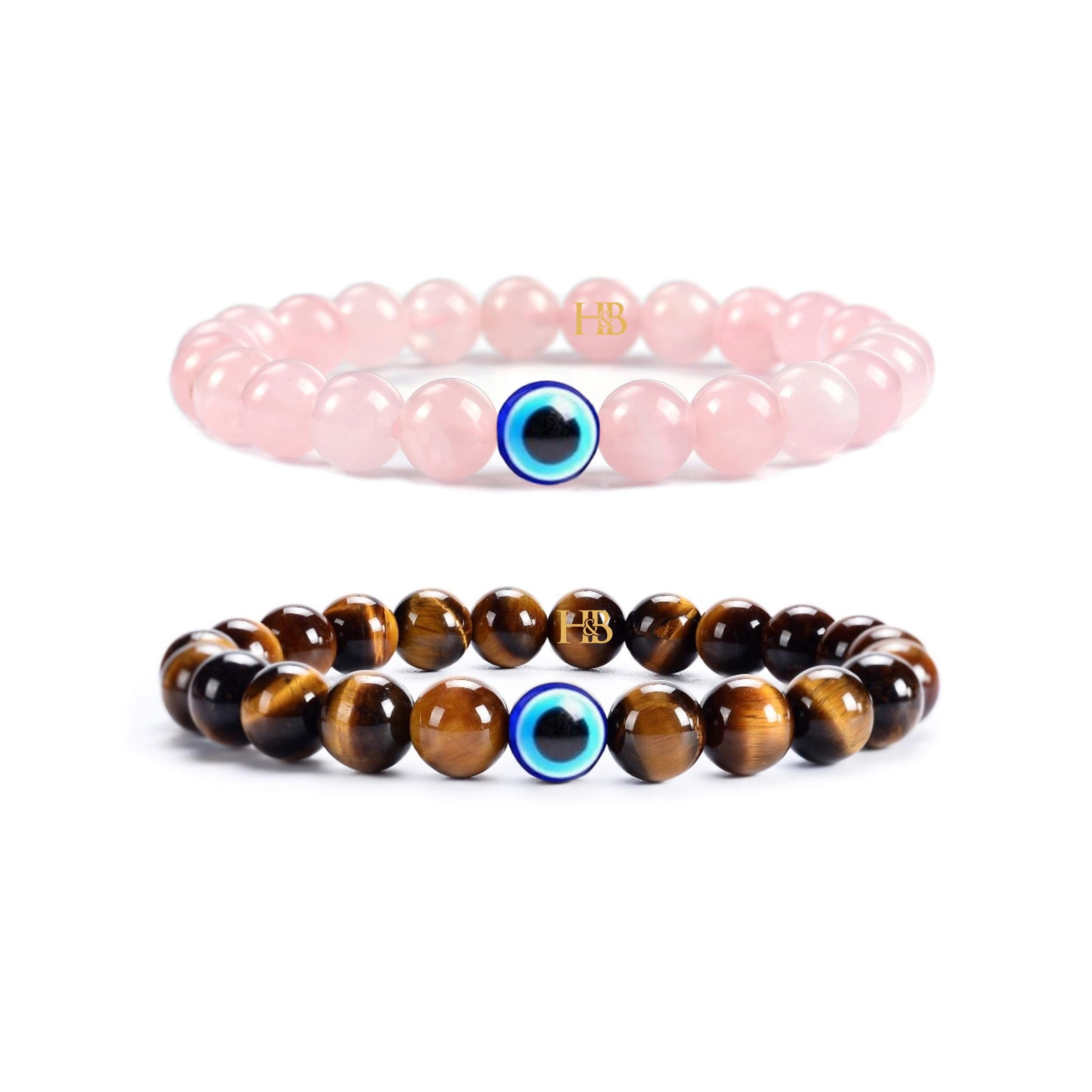 Hot And Bold Natural Stone Bead Evil Eye Couple Combo Bracelet Set with Certificate - Embrace Harmony, Protection, and Positive Energy Together (Rose Quartz & Tigers Eye) (B0CZ3PKW9Y) Amazon Price History, Amazon Price Tracker