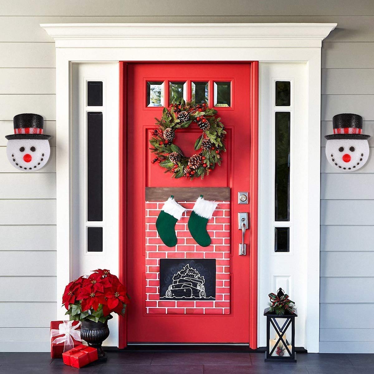 FUNPENY Coperture Natalizie Per Luci Portico A Forma Di Pupazzo Di Neve - 2 Pezzi 30,5 Cm - Decorazioni Luminose Per Esterni In EVA Per Lampade Da Garage E Ingresso - 2