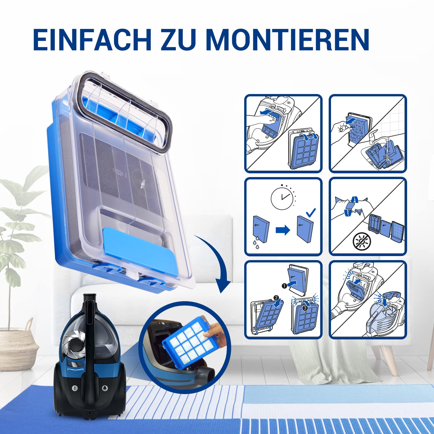6x Filtro sostituisce Philips CP0484/01 per aspirapolvere, 13,7