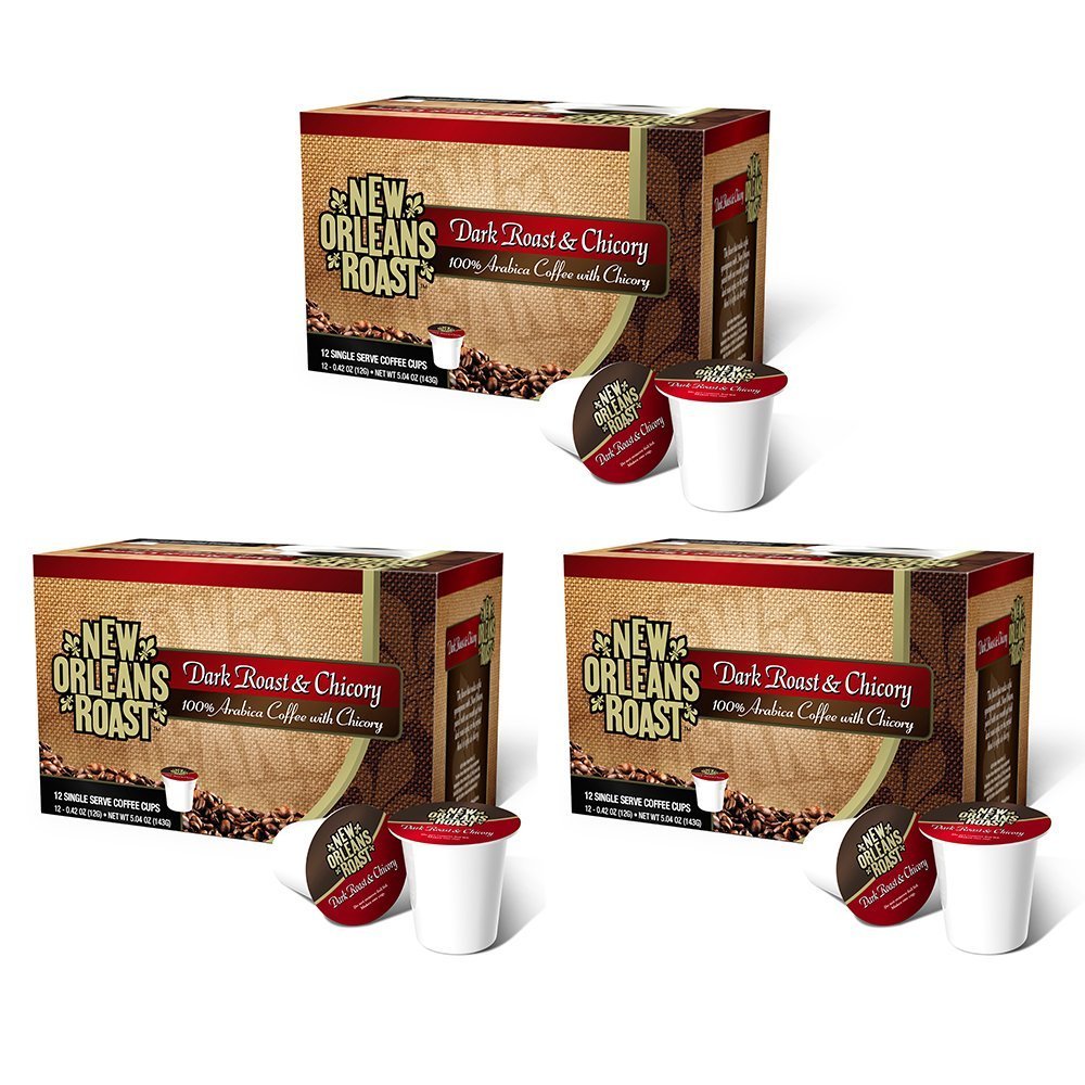 New Orleans Roast Dark Roast & Chicory Single Cups - Pack of 3 - Authentic NOLA Flavor
