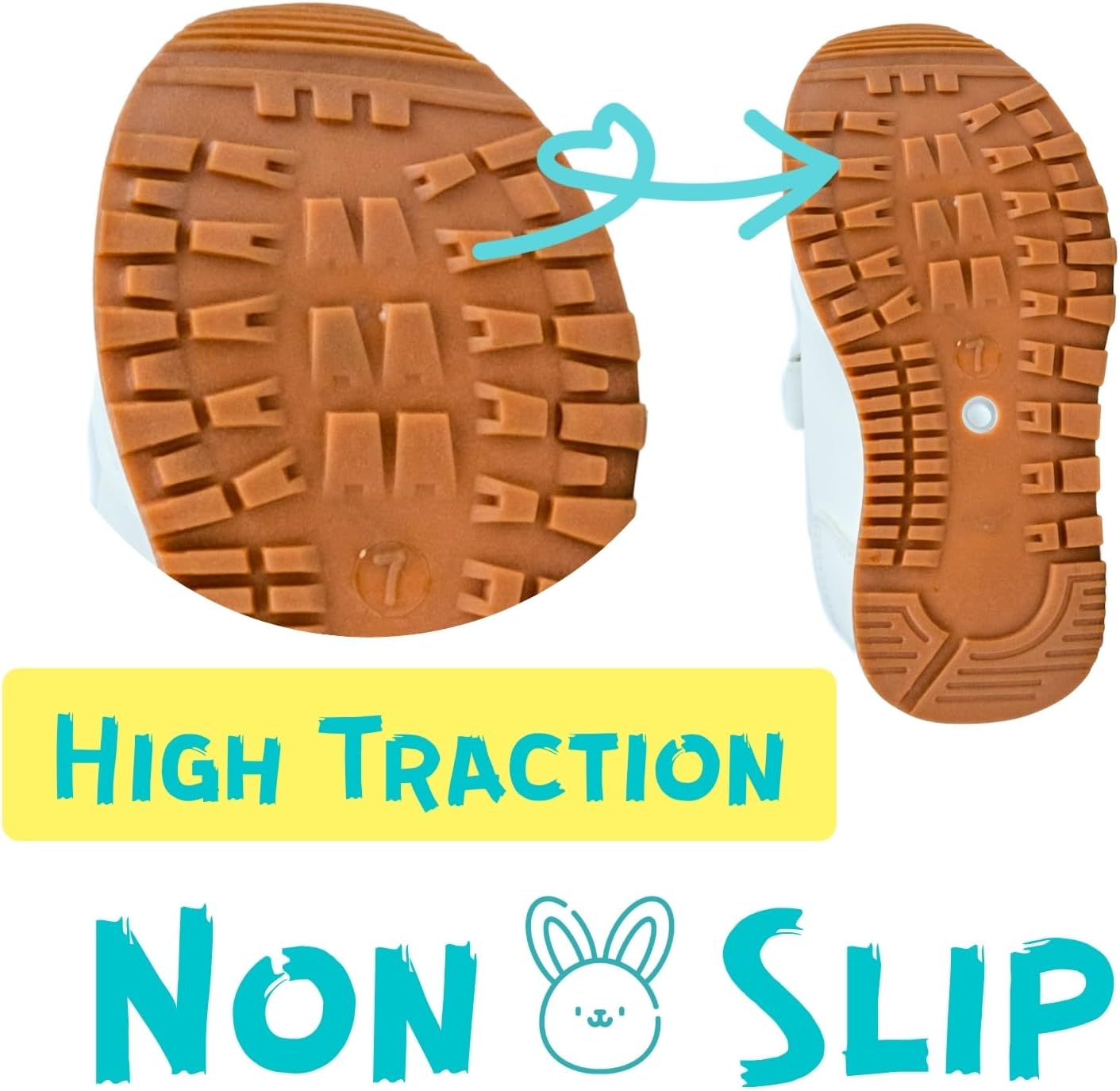 waddle wonder Toddler Cheer Shoes for Girls – Non‑Slip White Sneakers with Hook‑and‑Loop Strap & Elastic Laces, Lightweight Running Shoes for School & Play - Image 4