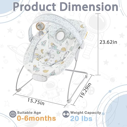 Miniatura 3 de Bouncer para bebés, asiento hinchable para bebés con música y vibraciones, balancín portátil para recién nacidos, uso en interiores y exteriores, de