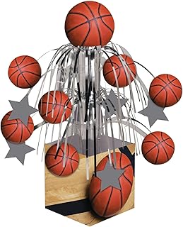 Pack of 6 Sports Fanatic Basketball Mini Cascade Foil Tabletop Centerpiece Party Decorations 8.5