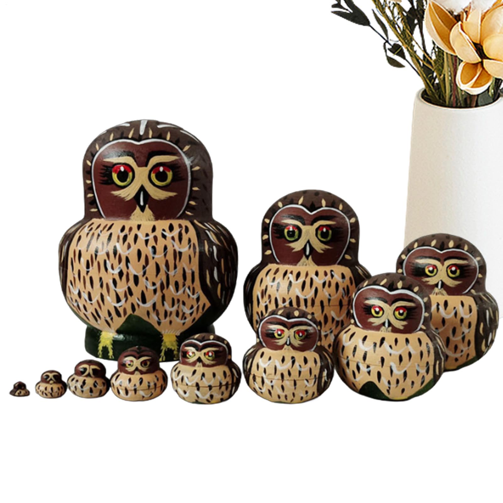 Nesting Dolls for Kids, Wooden Stacking Toy with Animal Patterns, Traditional Russian Nesting Dolls, for Boys Girls Cultural Art Collectors Educators Parents Living Room Bedroom Birthday Christmas