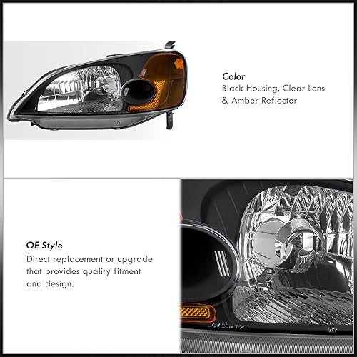 Miniatura 4 de AJP Distributors JDM faros delanteros lámpara parachoques conducción par LH+RH compatiblereemplazo para Civic 2 puertas Coupé 4 puertas sedán DX LX
