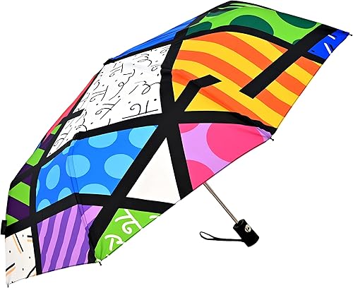Miniatura 1 de Romero Britto - Paraguas plegable con arte feliz, 8 paneles, paisaje colorido (abstracto)