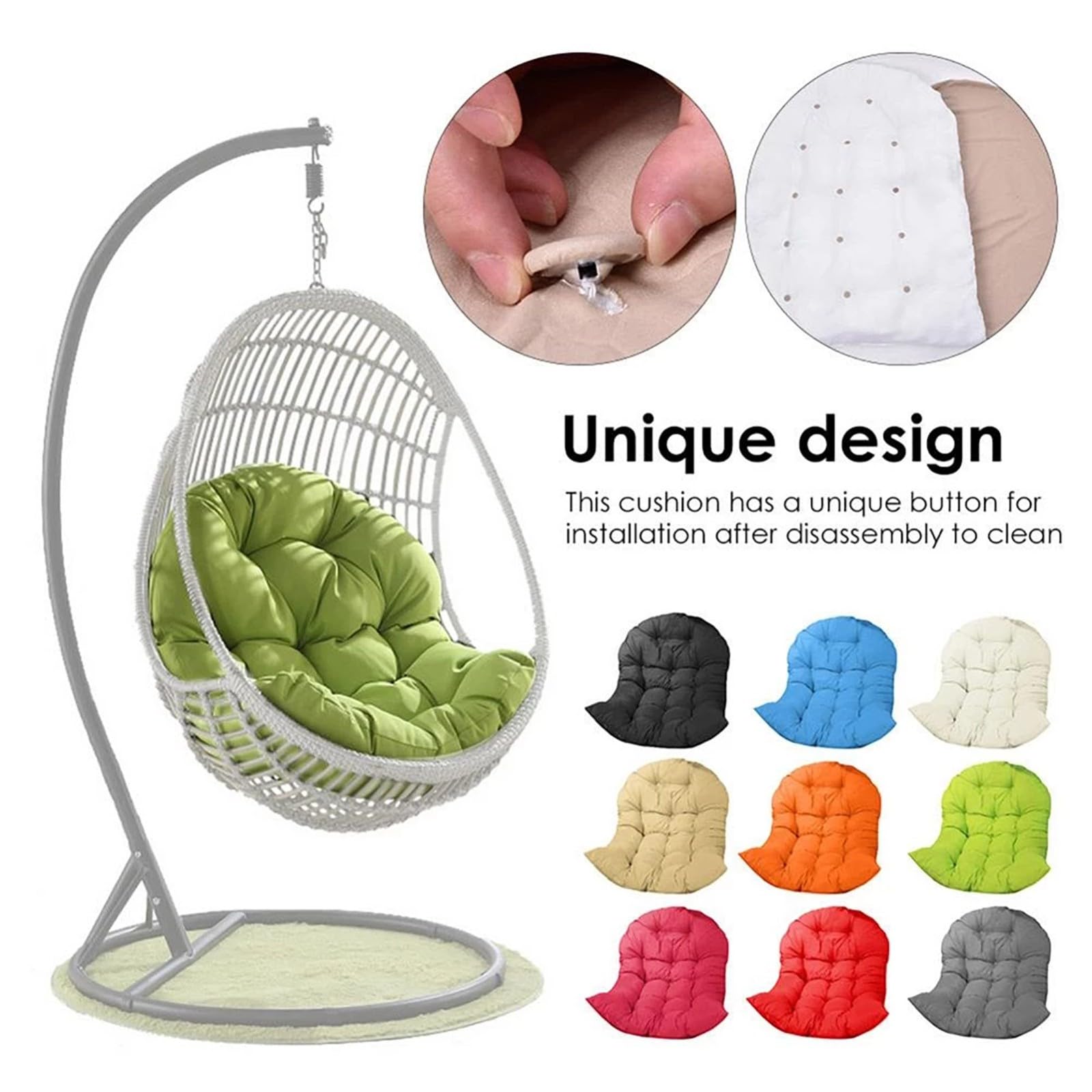 Sedia sospesa da esterno Cush spessa rotonda Cush per sedia a dondolo lavabile amaca cuscino per giardino grigio chiaro appeso altalena Cush con cuscino