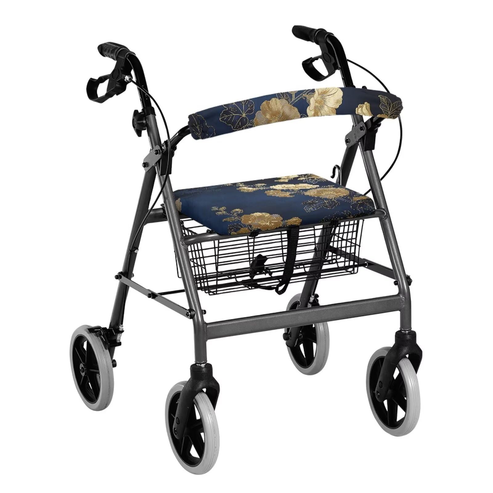 Floral Walkers for Seniors with Seat Cover Universal Rollator Walker Seat and Backrest Covers Adjustable Walkers Seat Covers for Seniors Women Men