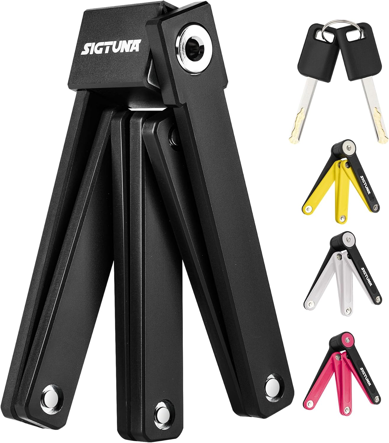 SIGTUNA Folding Bike Lock – Hardened Steel 8mm Fold-Up Heavy Duty Bike Lock with Easy Mounting, Secure Lock and Anti-Scratch Coating – Easily Keep Bike Secure and Paintwork Undamaged – Bicycle Lock