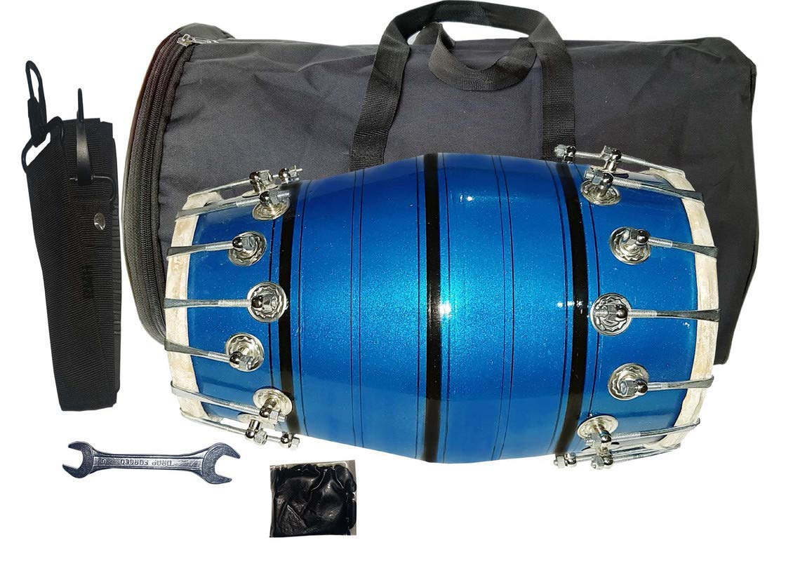 Riesiger Korb 1071 – Holz-Musikinstrument, Dholak-Instrument, Schlagzeugmuttern und Bolzen mit komplettem Werkzeug-Set (Dark Sky Blue)