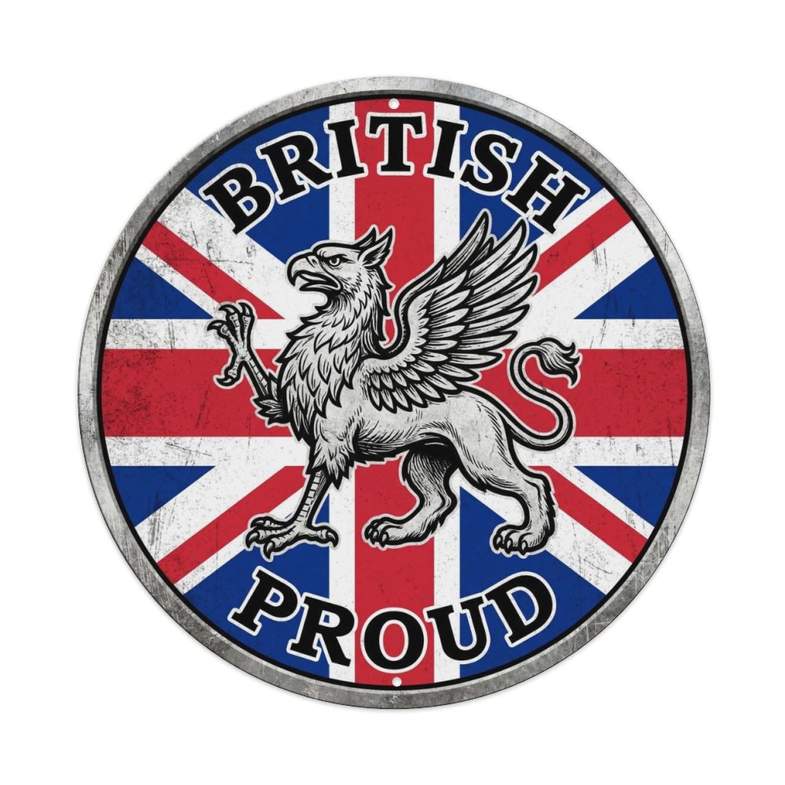 British Proud Griffin Heraldry Heritage Emblem Metal Tin Sign
