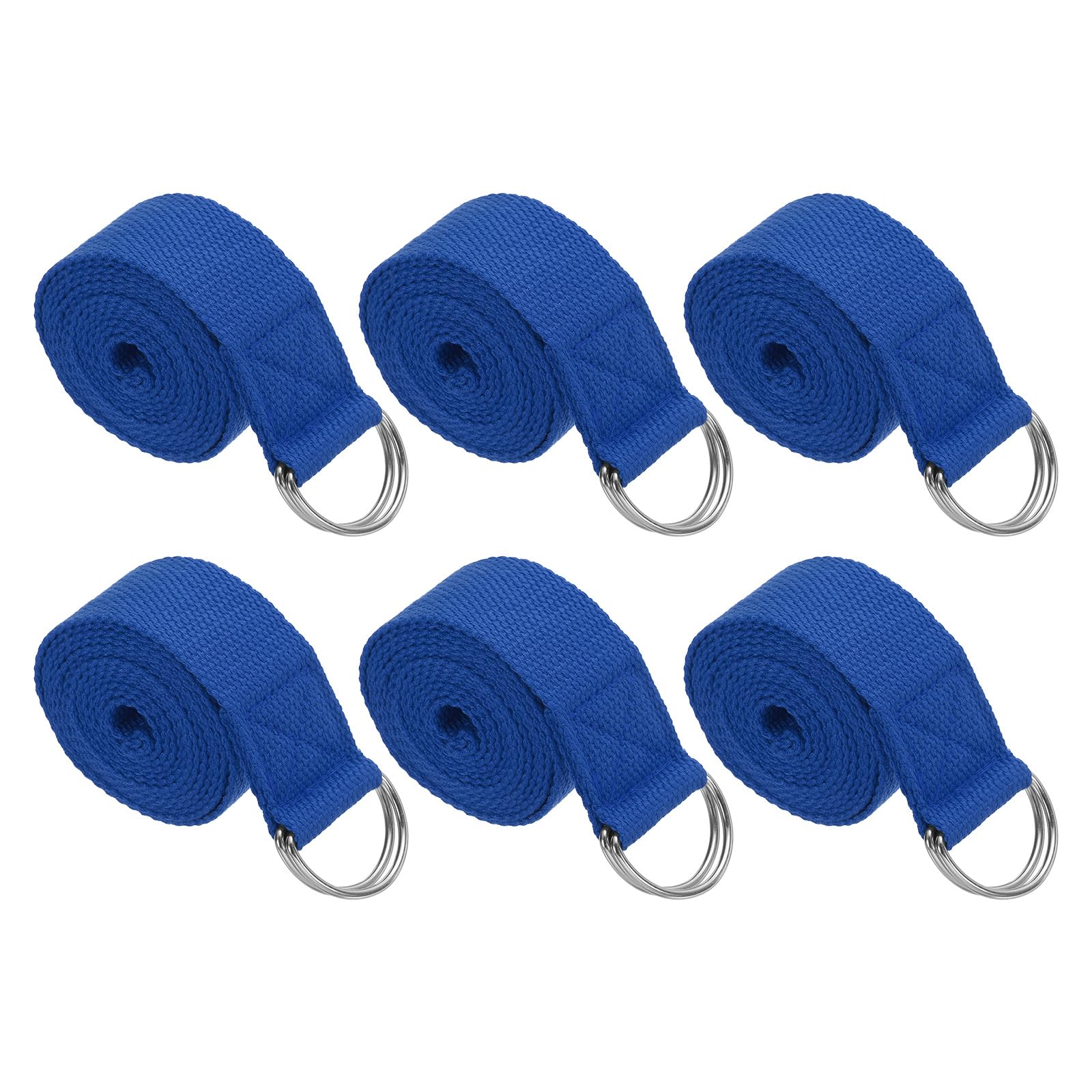 PATIKIL Fascia Per Yoga Per Stretching 8 Piedi 6Pcs Cintura Yoga In Cotone Con Fibbia Ad Anello A D In Metallo Regolabile Bande Elastiche Per Fitness Pilates Blu Navy
