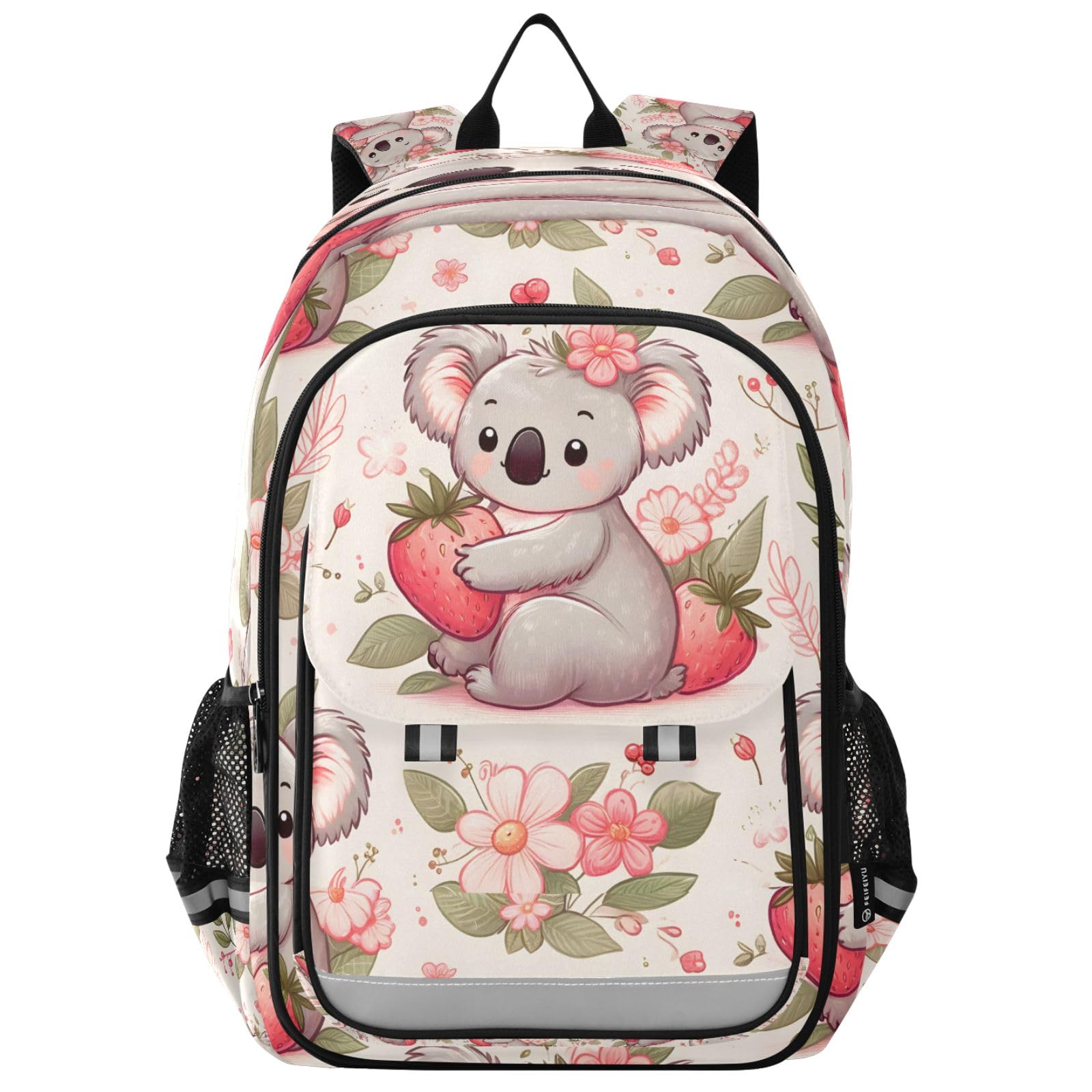 AEZODI Cartoon Koala Strawberry Backpack for Boys Girls Students Bookbag School Daypack