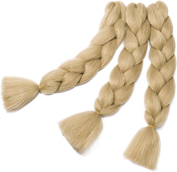 3 Packs of 24 Inch Braids for African Braids Hair Extension Dreadlocks Ombre Synthetic Braid Crochet Twist Braiding Hair (Natural Blonde) - 4