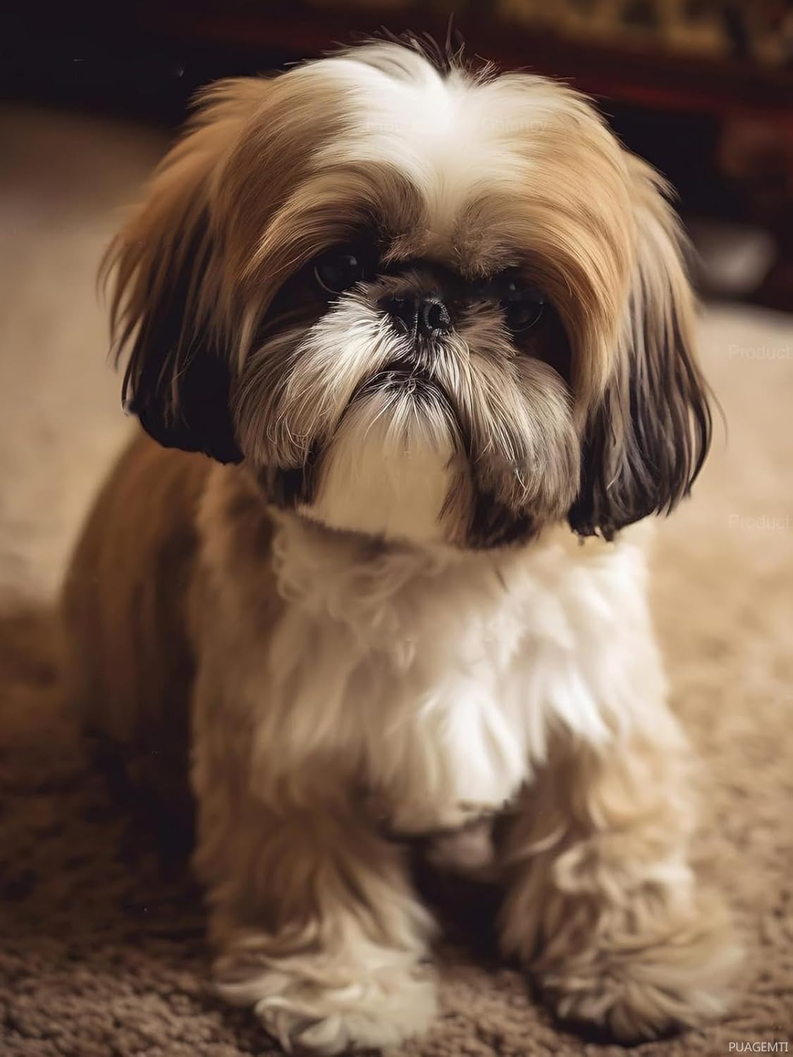 PUAGEMTI White and Brown Shih Tzu Diamond Painting Kits for Adults, Shih Tzu Dog Diamond Painting, Fine Full Drill Crystal Rhinestone Craft Kits Gem Art Paint Home Wall Decor 12x16 inch