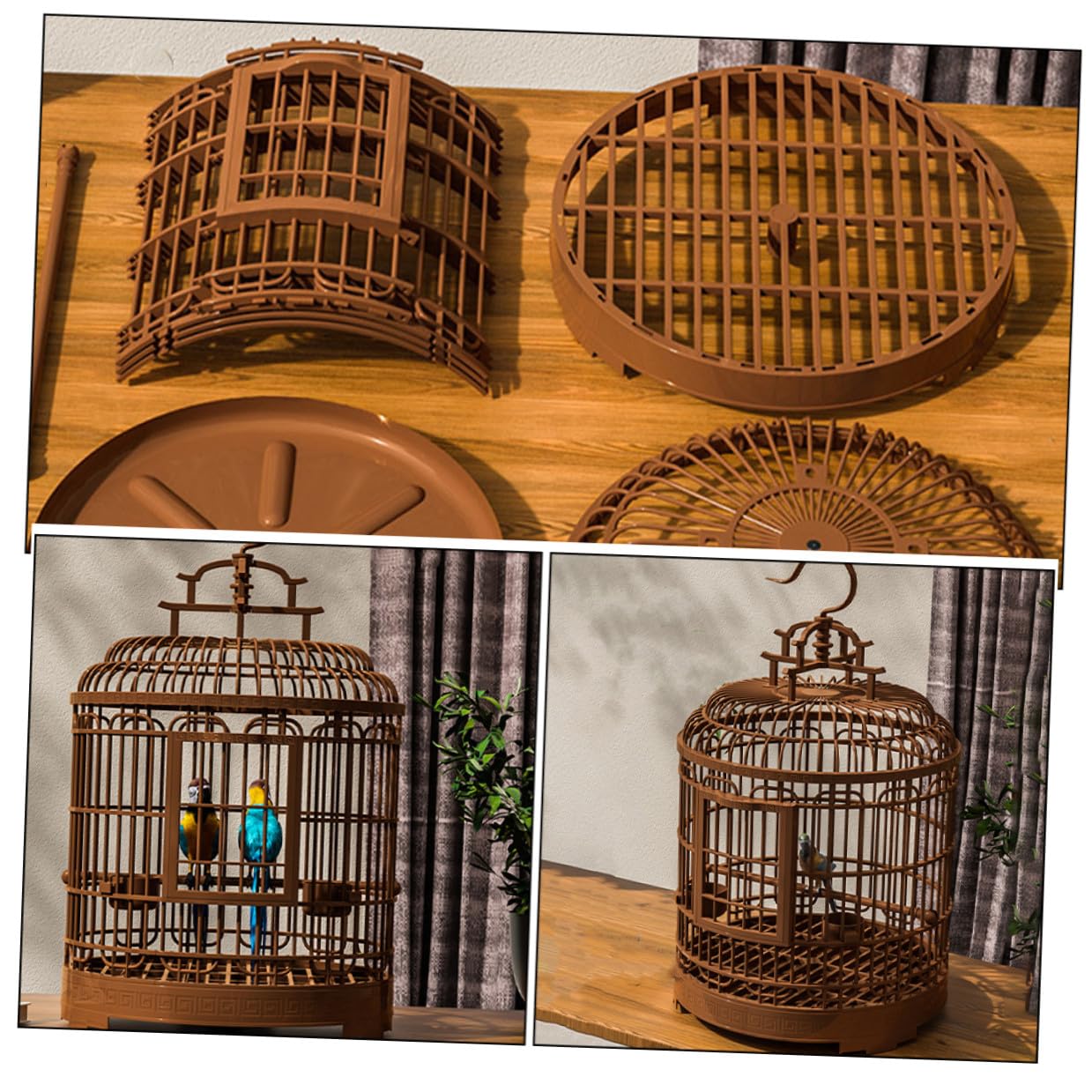 Abaodam Gabbia per Uccelli Portatile in Plastica Vintage Grande Villa Spaziosa Fondo Igienico per Parrocchetti Inseparabili e Calopsitte per Viaggi e Uso Interno ed Esterno