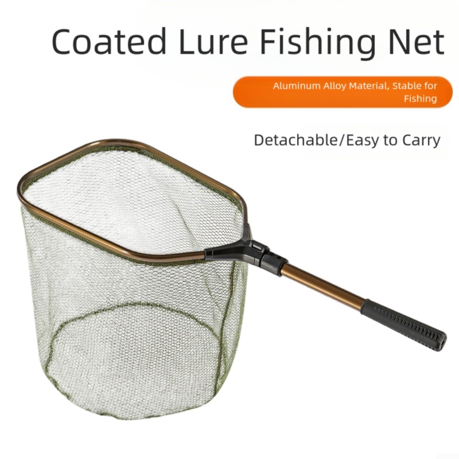 Épuisette de pêche de 78 cm avec tige pliable en alliage d'aluminium, maille revêtue de colle et poignée en caoutchouc confortable conçue pour une pêche portable et flexible