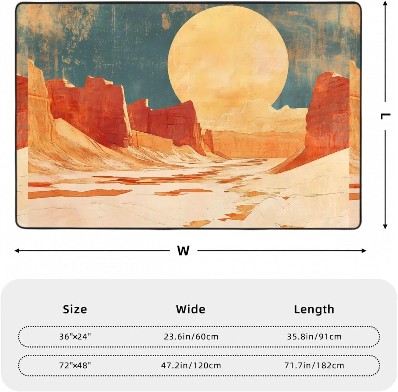 Desert Pattern Anti-Slip Floor mat Carpet Rug 72"x48" for Living Room Office Coffee Table Bed Balcony