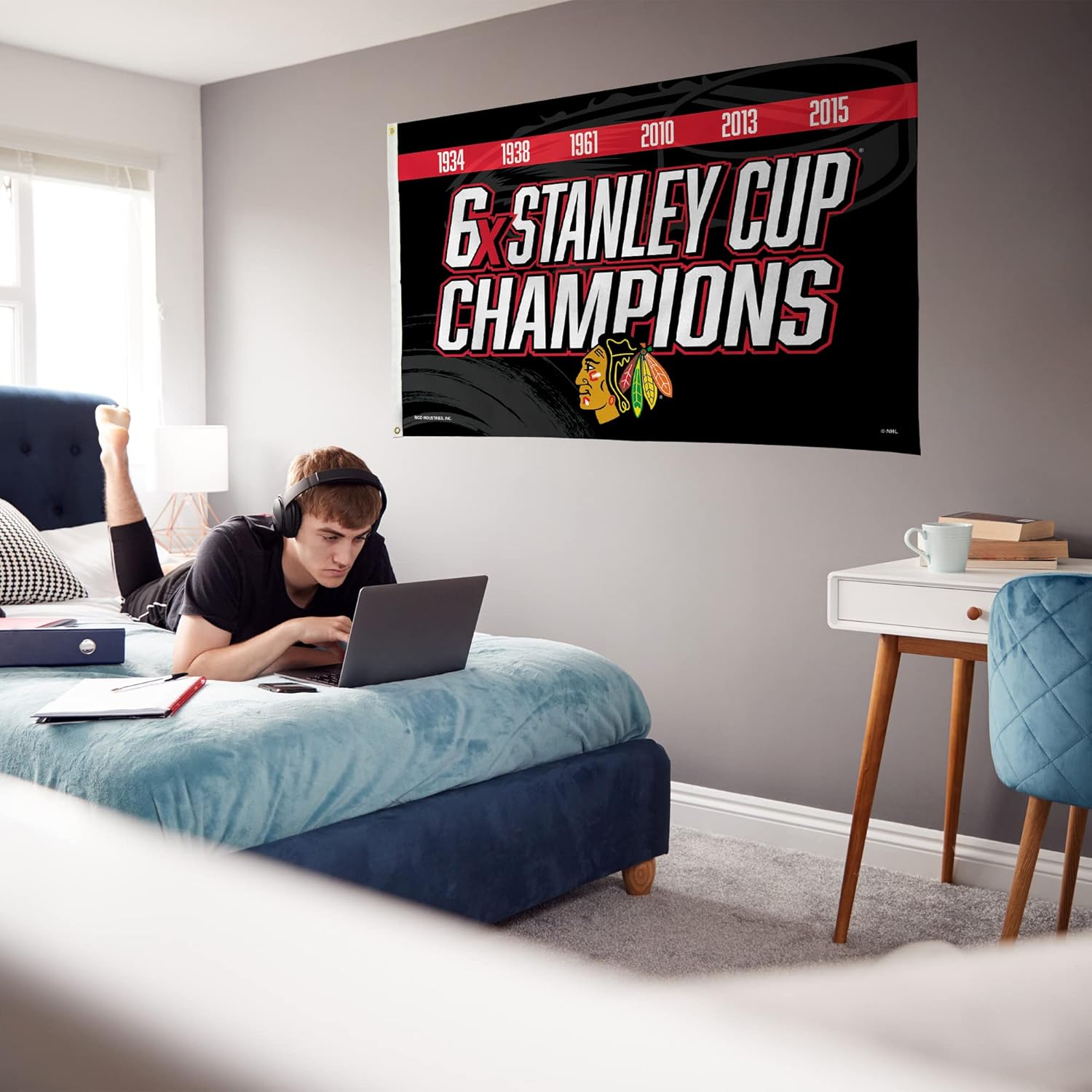 Rico Industries NHL Unisex-Adult 3-Foot by 5-Foot Single Sided Banner Flag with Grommets
