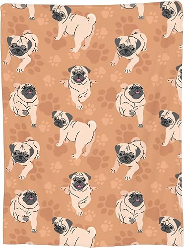 Miniatura 3 de Linda manta de carlino de regalo para niños y adultos, amantes de los pugs para la sala de estar, ropa de cama, sofá, suave, ligera, cálida,