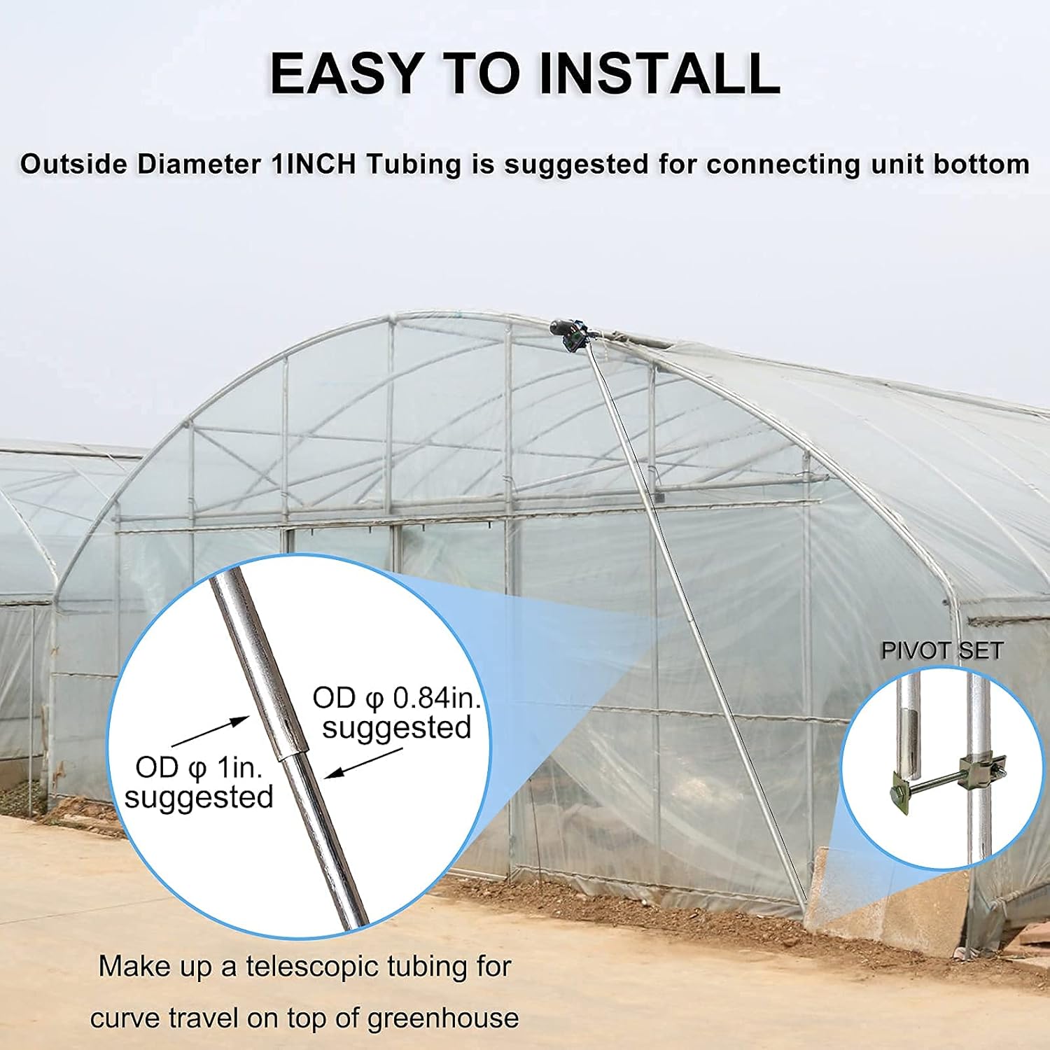 UYGALAXY Greenhouse Film Roll Up Motors with Limit Switch (2 Packs) + Transformer Controller Joint Box (AC110V to DC24V) for Greenhouse Ventilation,Automatic Venting(with Pivot Set)