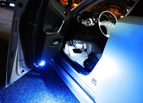 Miniatura 7 de iJDMTOY Luz de cortesía de puerta lateral LED completa azul ultra, conjuntos de luz del hueco para pies compatibles con BMW 1 3 5 6 7 Series Z4 X3