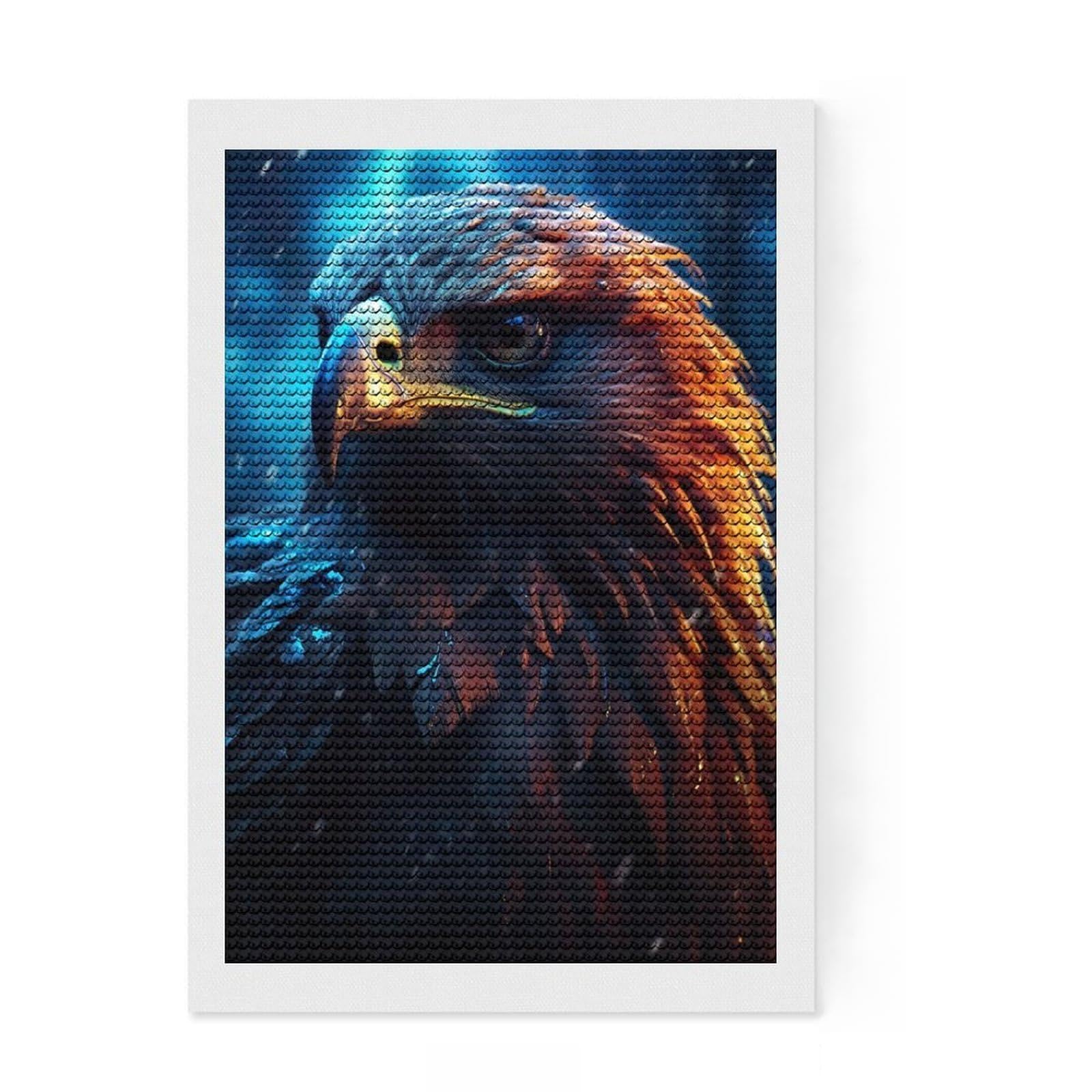 Junmoney Epic Rainy Hawk Diamond Art Kit 8"x12", Home Wall Decor, for Creative Relaxation, Mindful Craft Activity, Thoughtful Handmade Gift