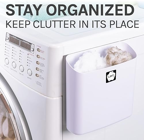 Miniatura 3 de JS Jackson Supplies Contenedor grande de pelusa blanca con parte trasera magnética, plástico duradero de 9.5 x 9.5 pulgadas, perfil delgado, ahorra