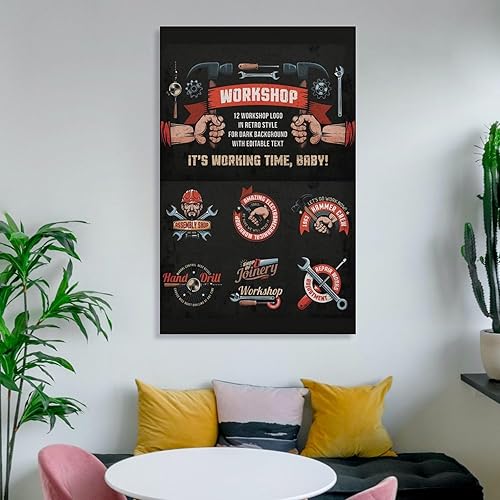 Miniatura 6 de TYOka Auto Repair Shop Logo Retro Simple Poster Home Canvas Wall Decoration Art Canvas Painting Wall Art Poster for Bedroom Living Room Decor