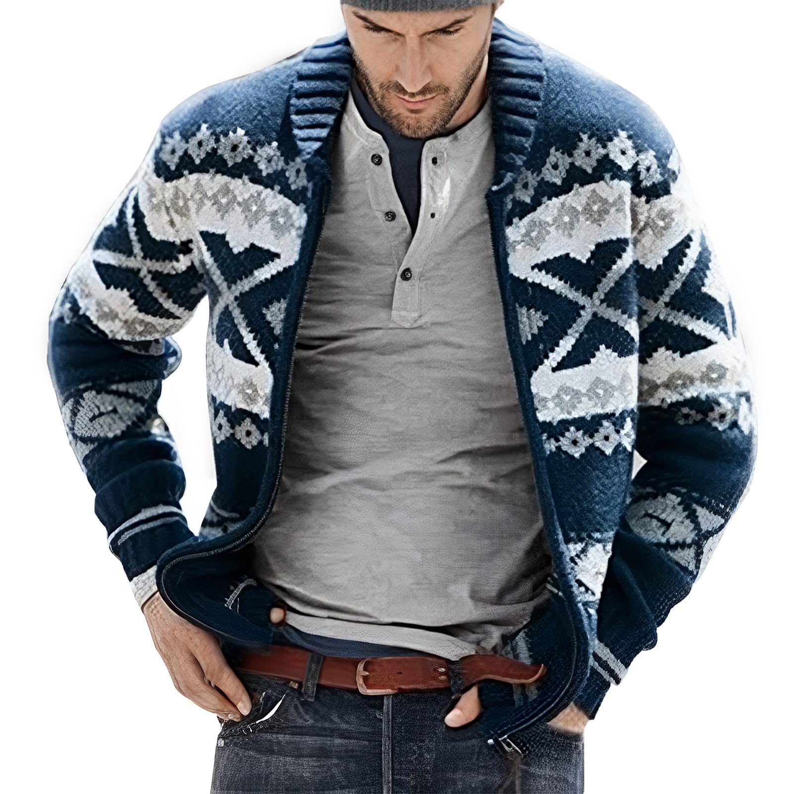 taamlou Men's Long Sleeve Casual Comfort Fit Cardigan Sweater Shawl Collar Soft Fabric-picture-43