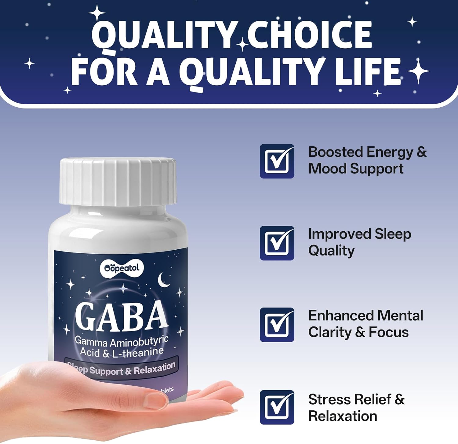 GABA 750mg with L-Theanine & Magnesium | Natural Supplement for Relieve The Pressure, Relaxation & Calm Focus | 60 Veggie Capsules - Image 4