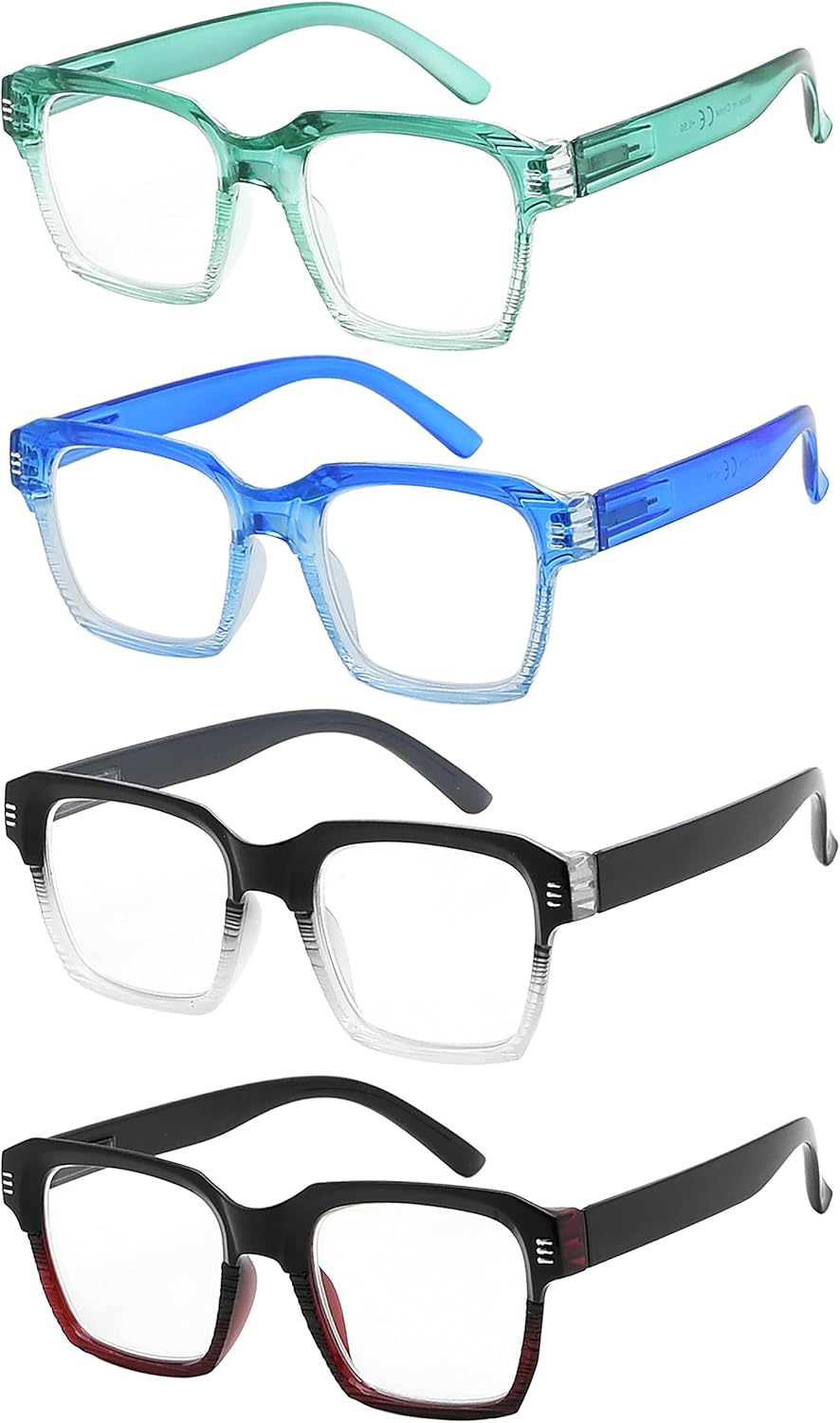Eyekepper 4 Pack Reading Glasses for Women - Large Frame Ladies Readers +4.0