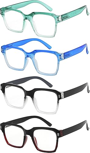 Eyekepper Paquete de 4 lentes de lectura de gran tamaño para mujer, marco grande +0.75