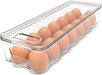 Vista 9 de Utopia Home Recipiente para huevos con tapa y asa para organización del refrigerador, paquete de 2, soporte para huevos apilable transparente