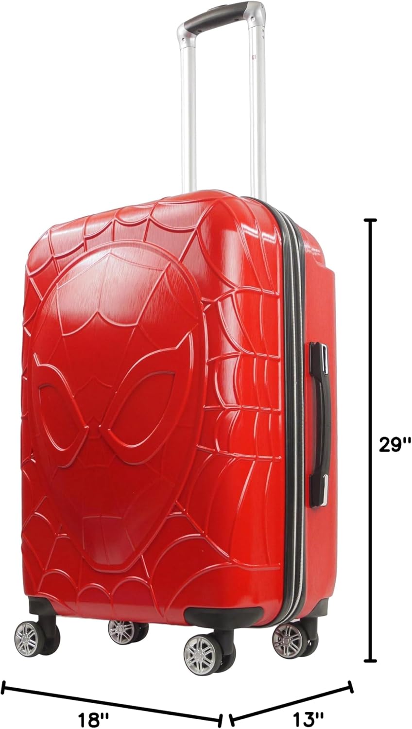FUL Marvel Spider-Man 29 Inch Rolling Luggage, Molded Hardshell Suitcase with Wheels, Red