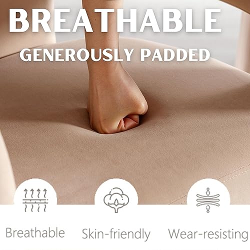 Miniatura 5 de Sillas de Comedor Modernas Tipo Barril Juego de 8, Sillas Laterales de Acento Tapizadas en Terciopelo con Brazos Cómodas Sillas de Tocador de