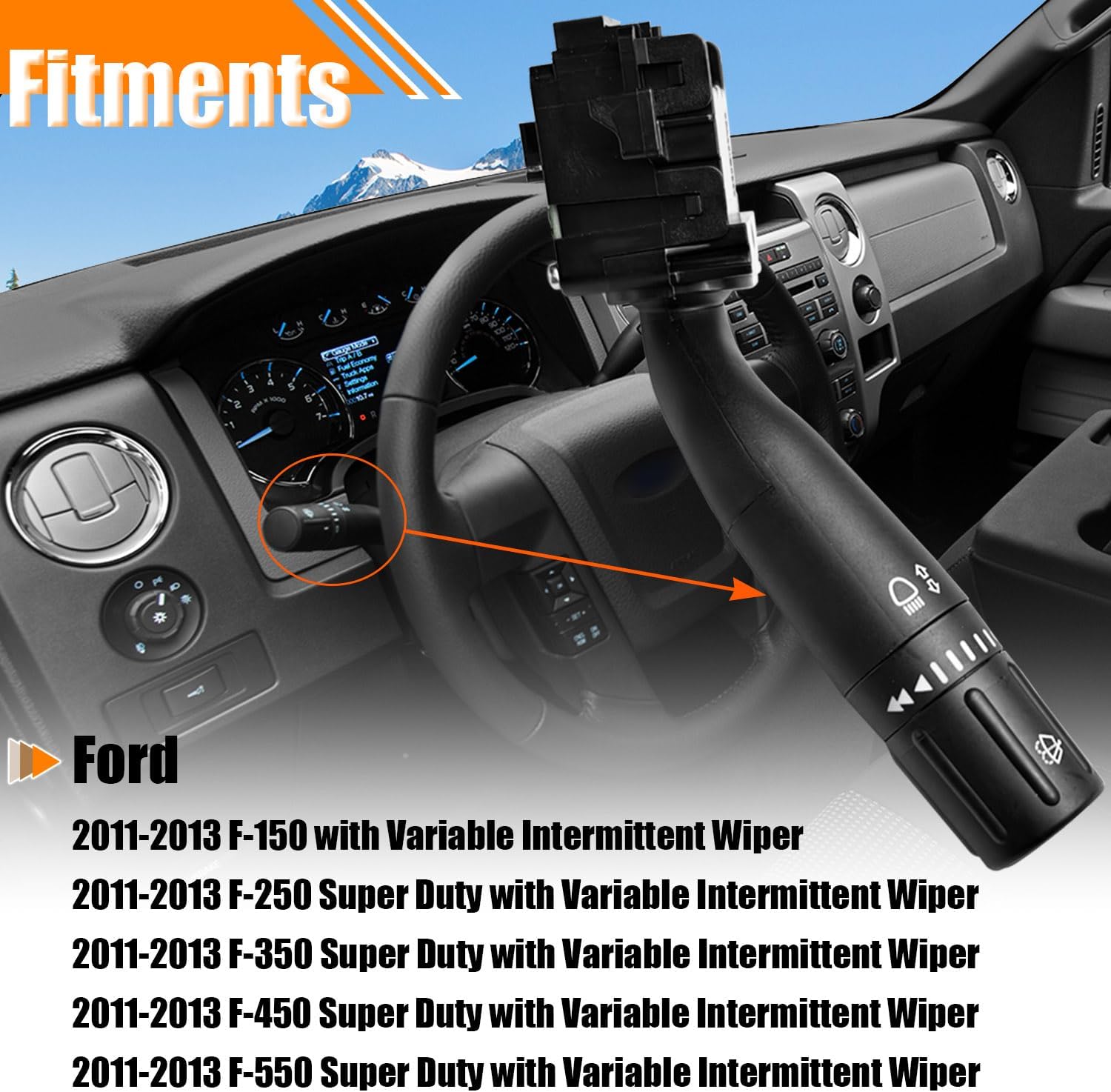 SW-6874 Windshield Wiper Switch Turn Signal Multi-Function Combination Switch for 2011-2013 Ford F-150 F-250 F-350 F450 F550 Super Duty, Multi-Function Combination Turn Signal Replace OE# BC3Z13K359BA