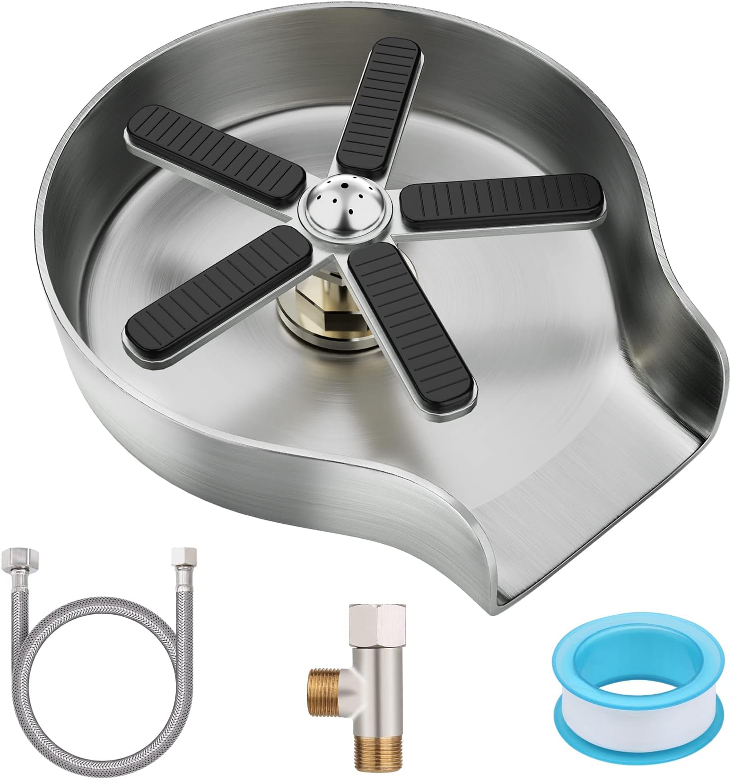 Mckanti Metal Kitchen Sink Glass Rinser, Faucet Glass Rinser Stainless Steel Sink Cup Washer Baby Bottle Bar Cleaner Sink Attachment Kitchen Sink Accessories